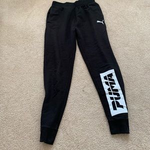 Boys Black Puma Sweatpants